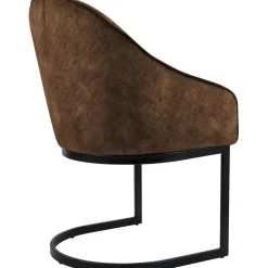 Eetkamerstoelen-CLP Eetkamerstoel Jarik zwart Frame - Fluweel - koffie