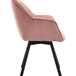 Eetkamerstoelen-CLP Eetkamerstoel Jordi zwart Frame - Ribstof - roze
