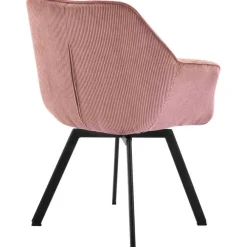 Eetkamerstoelen-CLP Eetkamerstoel Jordi zwart Frame - Ribstof - roze
