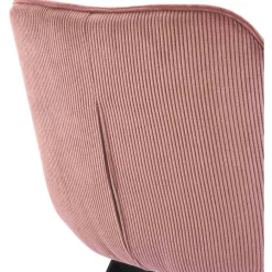 Eetkamerstoelen-CLP Eetkamerstoel Jordi zwart Frame - Ribstof - roze