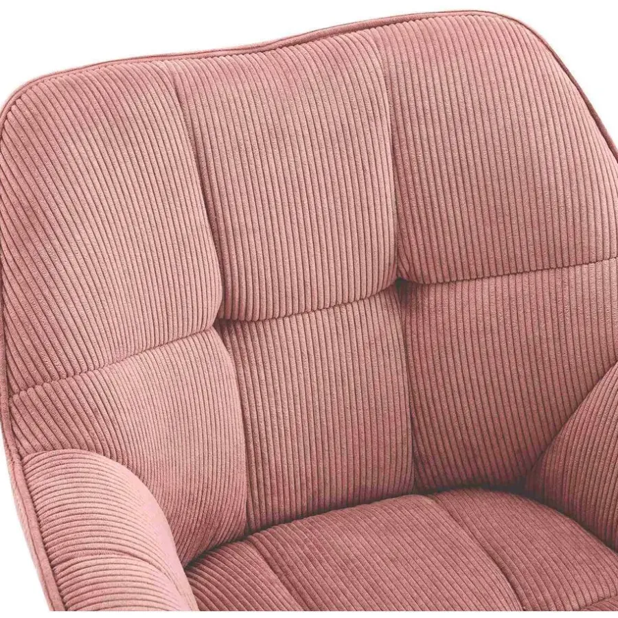 Eetkamerstoelen-CLP Eetkamerstoel Jordi zwart Frame - Ribstof - roze