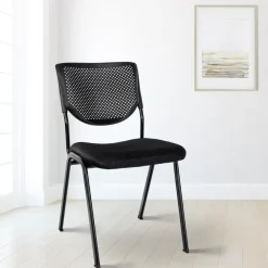 Eetkamerstoelen-CLP Eetkamerstoel Kaber zwart Frame - Stof - zwart/zwart