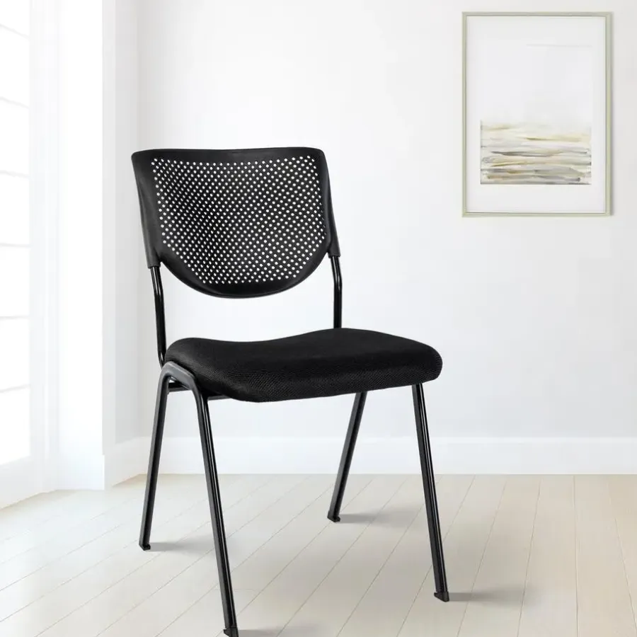 Eetkamerstoelen-CLP Eetkamerstoel Kaber zwart Frame - Stof - zwart/zwart