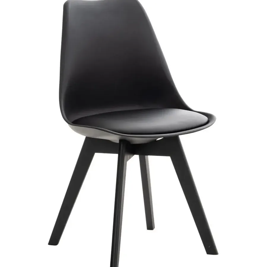 Eetkamerstoelen-CLP Eetkamerstoel Linares natura Frame - Kunststof - zwart/zwart