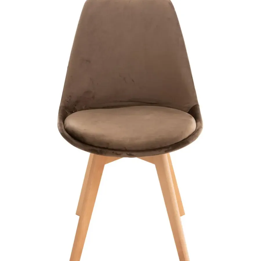 CLP Eetkamerstoel Linares natura Frame - Fluweel - donkerbruin