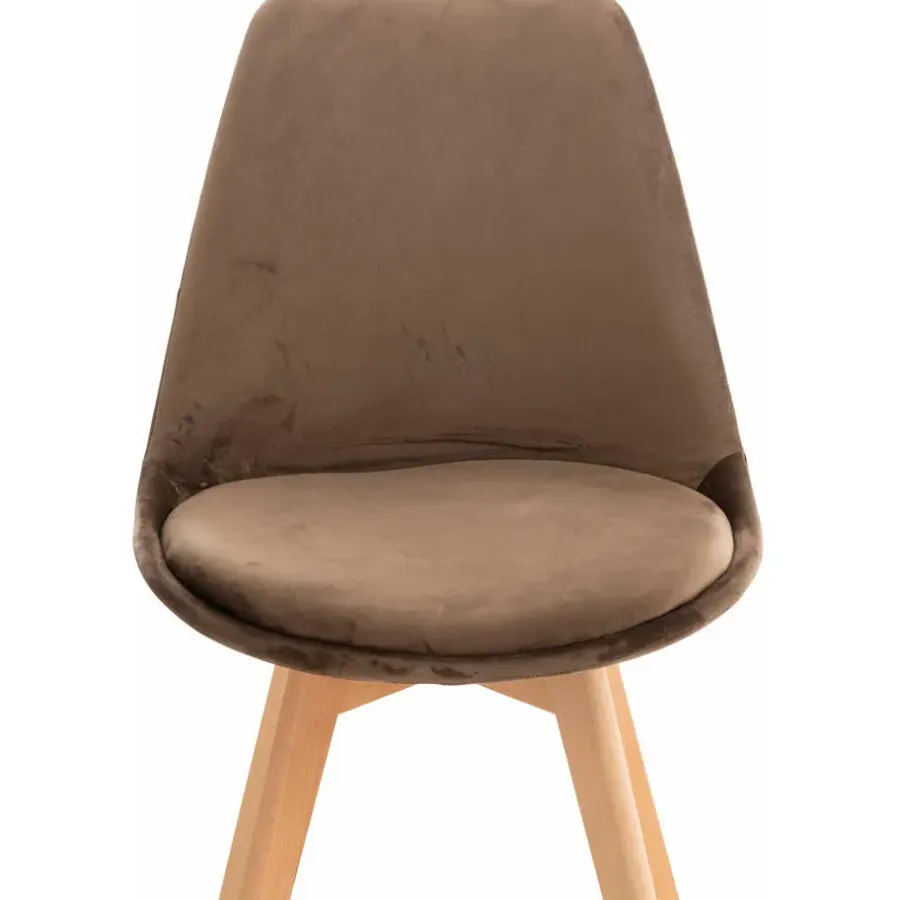 CLP Eetkamerstoel Linares natura Frame - Fluweel - donkerbruin