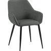 Eetkamerstoelen-CLP Eetkamerstoel Luena zwart Frame - Stof - donkergrijs