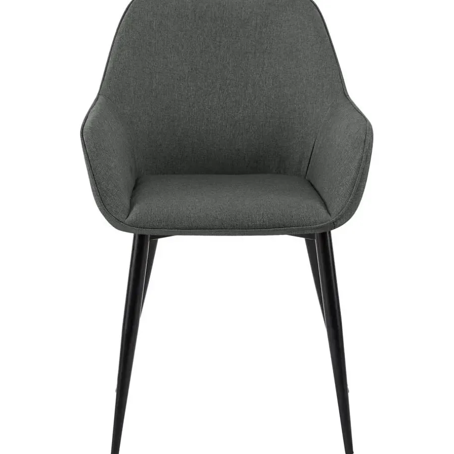 Eetkamerstoelen-CLP Eetkamerstoel Luena zwart Frame - Stof - donkergrijs