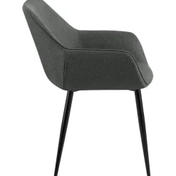 Eetkamerstoelen-CLP Eetkamerstoel Luena zwart Frame - Stof - donkergrijs