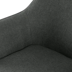 Eetkamerstoelen-CLP Eetkamerstoel Luena zwart Frame - Stof - donkergrijs
