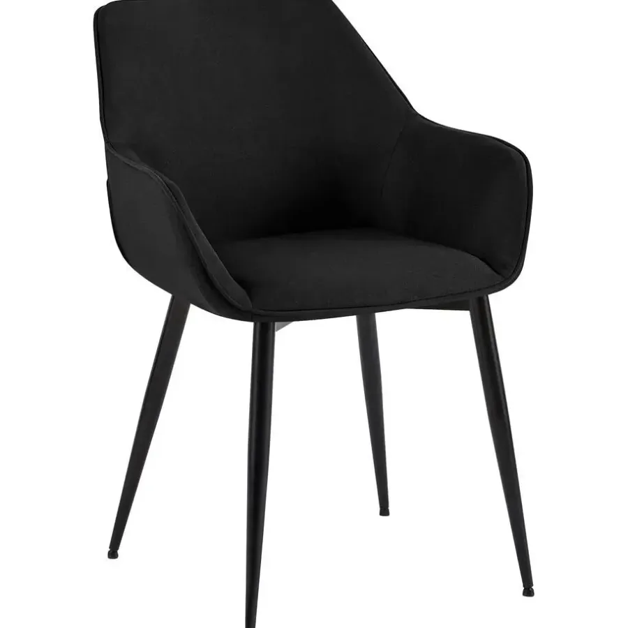 Eetkamerstoelen-CLP Eetkamerstoel Luena zwart Frame - Stof - zwart