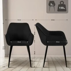 Eetkamerstoelen-CLP Eetkamerstoel Luena zwart Frame - Stof - zwart