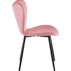 CLP Eetkamerstoel Maika zwart Frame - Fluweel - roze