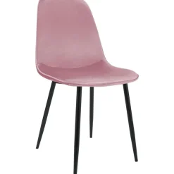 Eetkamerstoelen-CLP Eetkamerstoel Maryam zwart Frame - Fluweel - roze