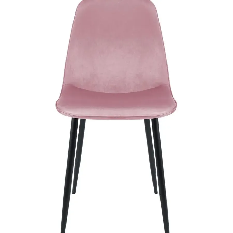 Eetkamerstoelen-CLP Eetkamerstoel Maryam zwart Frame - Fluweel - roze