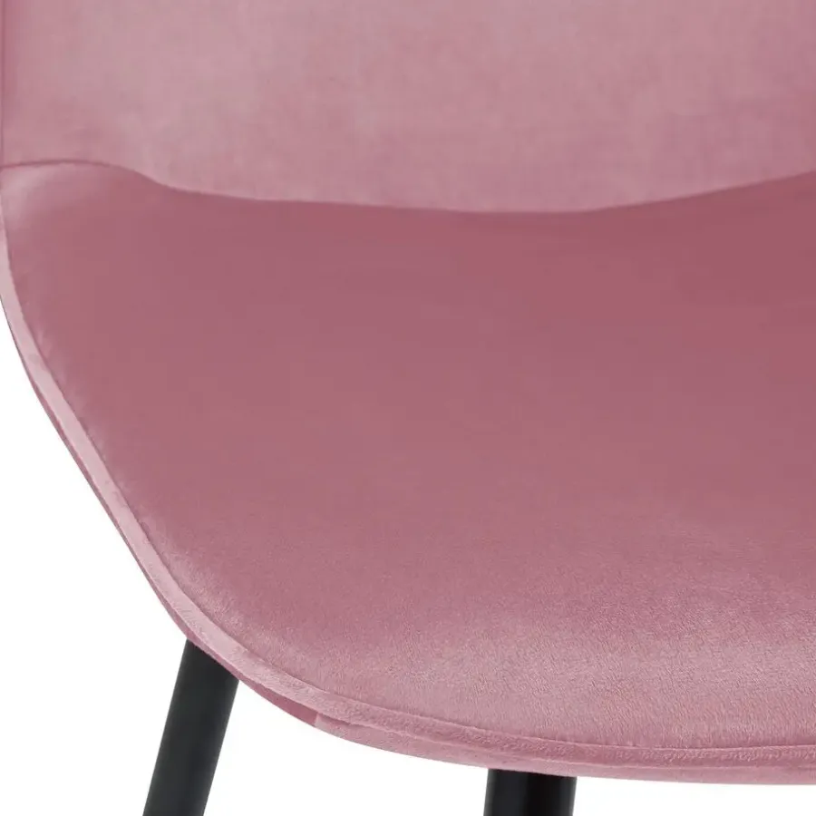 Eetkamerstoelen-CLP Eetkamerstoel Maryam zwart Frame - Fluweel - roze