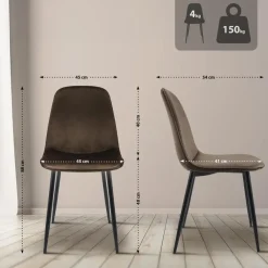 Eetkamerstoelen-CLP Eetkamerstoel Maryam zwart Frame - Fluweel - bruin