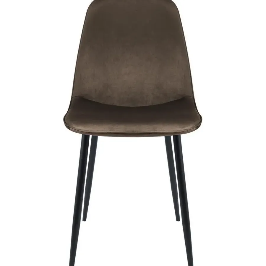 Eetkamerstoelen-CLP Eetkamerstoel Maryam zwart Frame - Fluweel - bruin