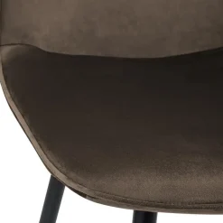 Eetkamerstoelen-CLP Eetkamerstoel Maryam zwart Frame - Fluweel - bruin