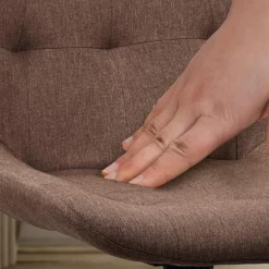 Eetkamerstoelen-CLP Eetkamerstoel Merna zwart Frame - Stof - taupe