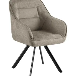 Eetkamerstoelen-CLP Eetkamerstoel Pettuli zwart Frame - Stof - taupe