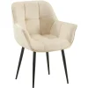 Eetkamerstoelen-CLP Eetkamerstoel Roseville zwart Frame - Fluweel - creme