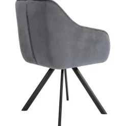 Eetkamerstoelen-CLP Eetkamerstoel Russel zwart Frame - Fluweel - donkergrijs
