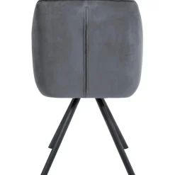 Eetkamerstoelen-CLP Eetkamerstoel Russel zwart Frame - Fluweel - donkergrijs