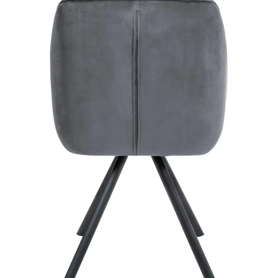 Eetkamerstoelen-CLP Eetkamerstoel Russel zwart Frame - Fluweel - donkergrijs