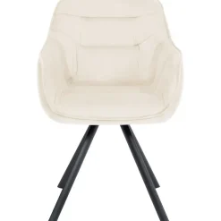 Eetkamerstoelen-CLP Eetkamerstoel Russel zwart Frame - Fluweel - creme