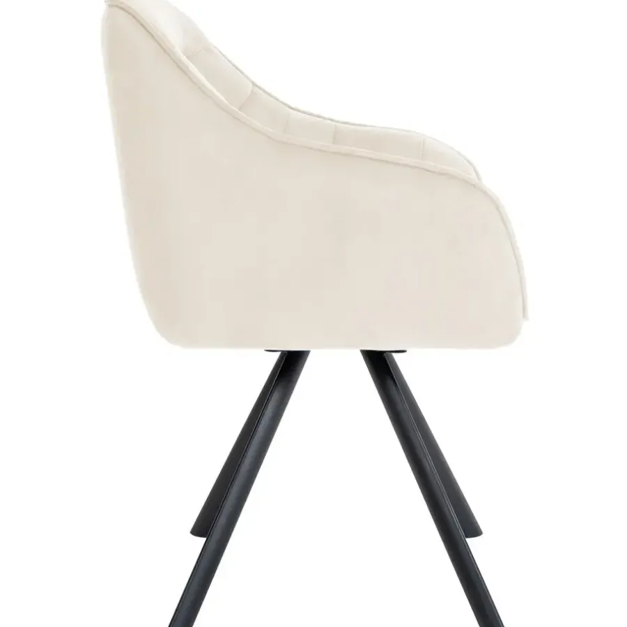 Eetkamerstoelen-CLP Eetkamerstoel Russel zwart Frame - Fluweel - creme