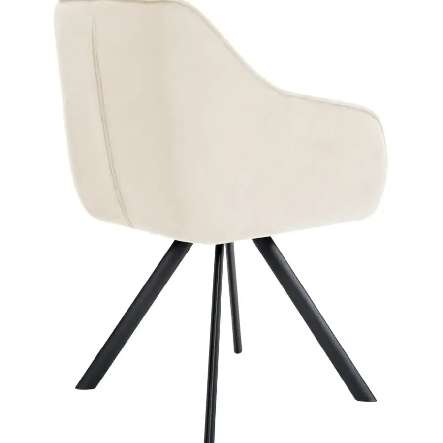 Eetkamerstoelen-CLP Eetkamerstoel Russel zwart Frame - Fluweel - creme