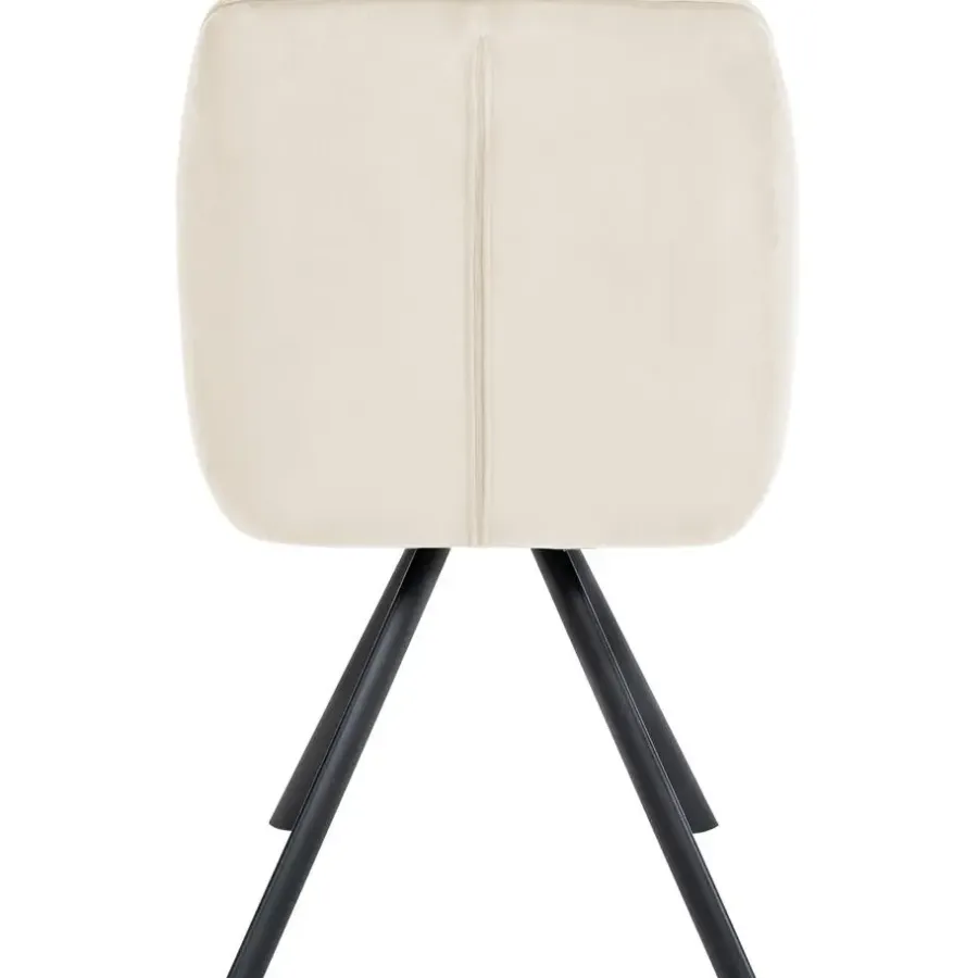 Eetkamerstoelen-CLP Eetkamerstoel Russel zwart Frame - Fluweel - creme