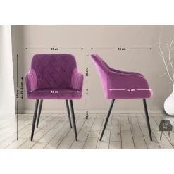 Eetkamerstoelen-CLP Eetkamerstoel Shila zwart Frame - Fluweel - purper