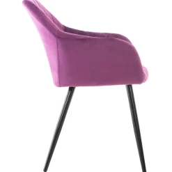 Eetkamerstoelen-CLP Eetkamerstoel Shila zwart Frame - Fluweel - purper