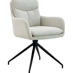 Eetkamerstoelen-CLP Eetkamerstoel Somers zwart Frame - Stof - creme