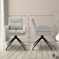Eetkamerstoelen-CLP Eetkamerstoel Somers zwart Frame - Stof - creme