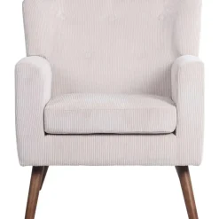 Fauteuils-CLP Fauteuil Kioni bruin Frame - Ribstof - creme