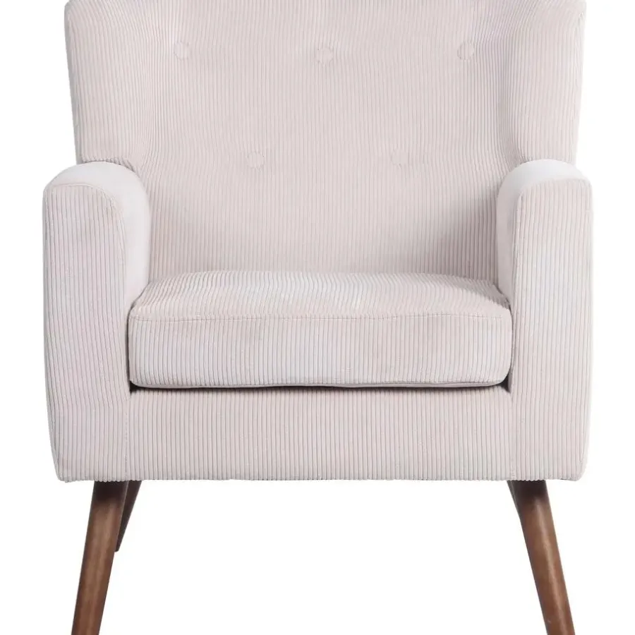 Fauteuils-CLP Fauteuil Kioni bruin Frame - Ribstof - creme