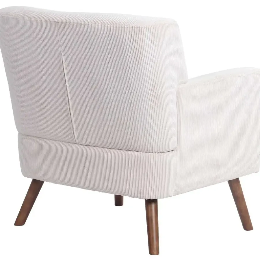 Fauteuils-CLP Fauteuil Kioni bruin Frame - Ribstof - creme