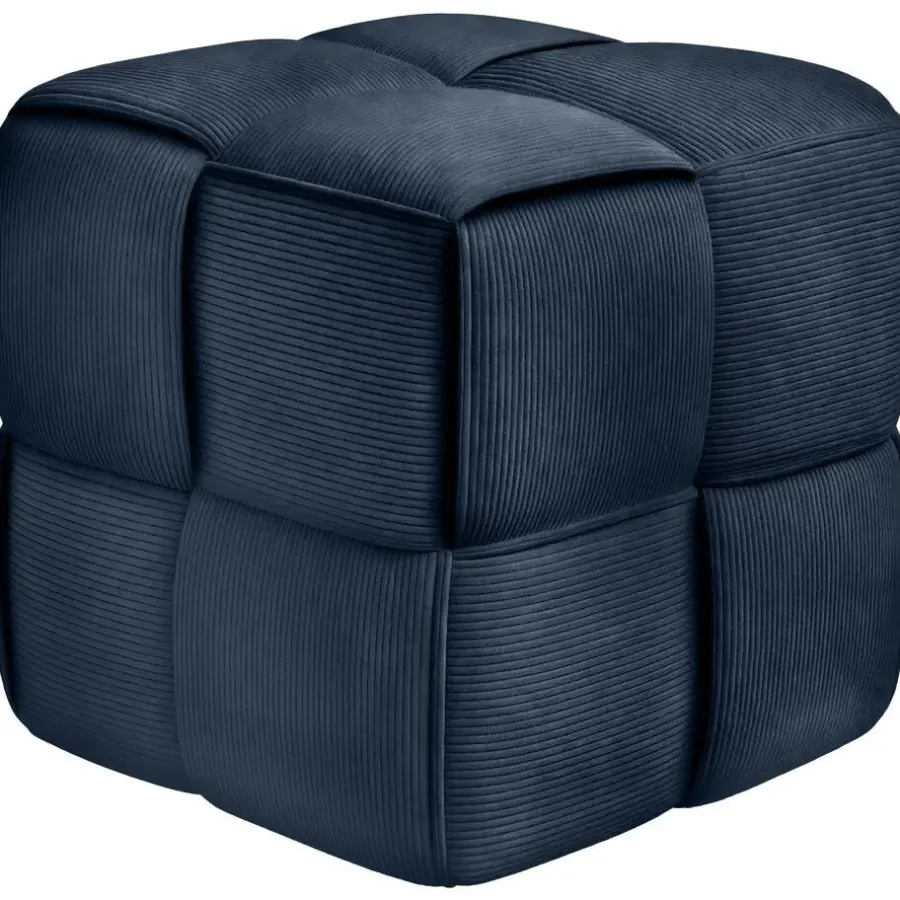 Hockers En Voetenbanken-CLP Hocker Forinta Ribstof - donkerblauw