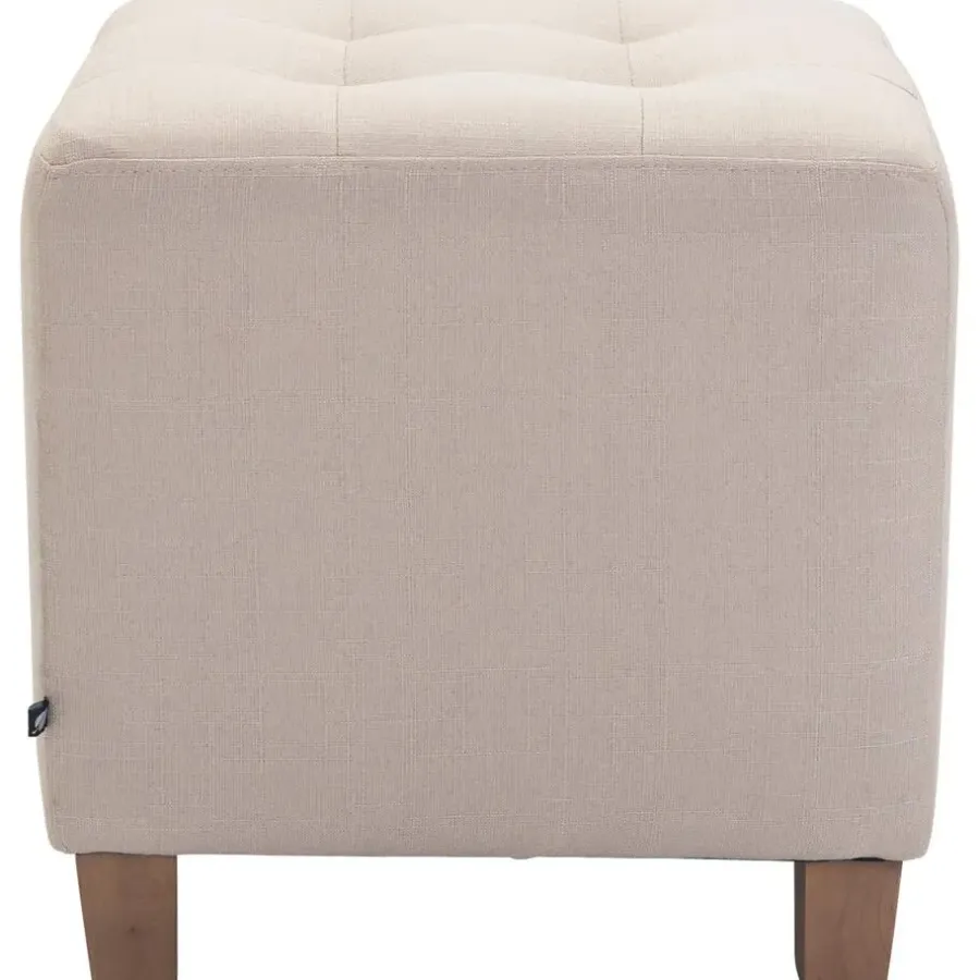 Hockers En Voetenbanken-CLP Hocker Pharao antiek licht Frame - Stof - creme