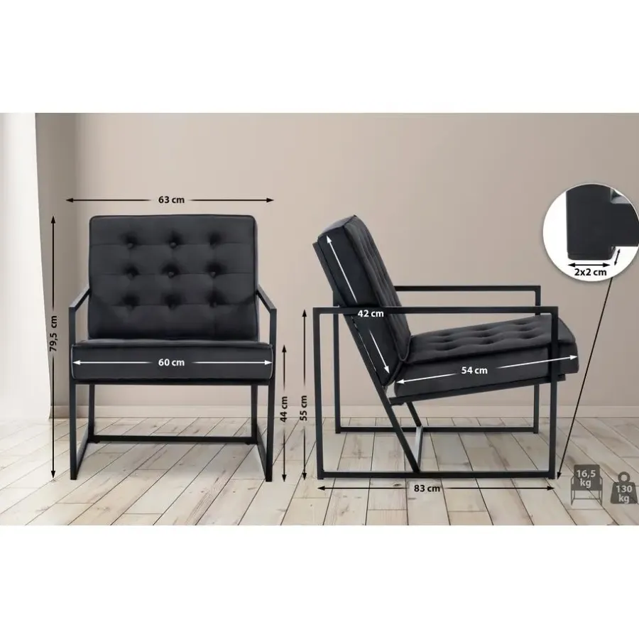 Fauteuils-CLP Lounger Avon zwart Frame - Fluweel - grijs