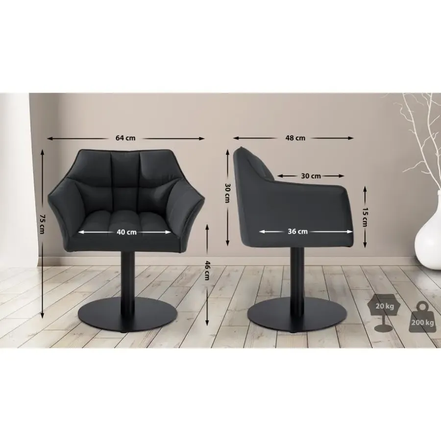 Barkrukken-CLP Lounger Damaso zwart Frame - Kunstleer - zwart