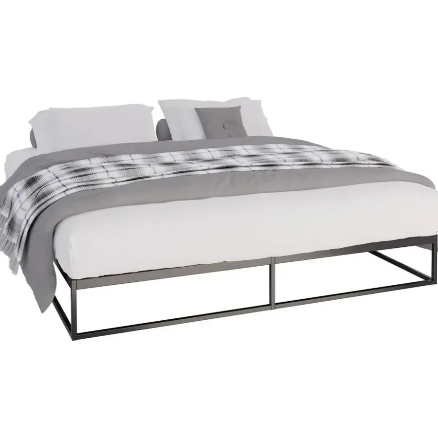2-Persoons Bedden-CLP Metalen bed Scala 200x180x25 cm - Zwart