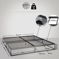 2-Persoons Bedden-CLP Metalen bed Scala 200x180x25 cm - Zwart