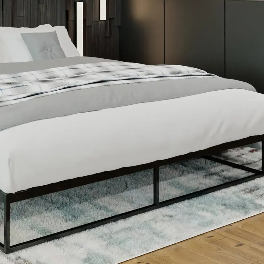 2-Persoons Bedden-CLP Metalen bed Scala 200x180x25 cm - Zwart