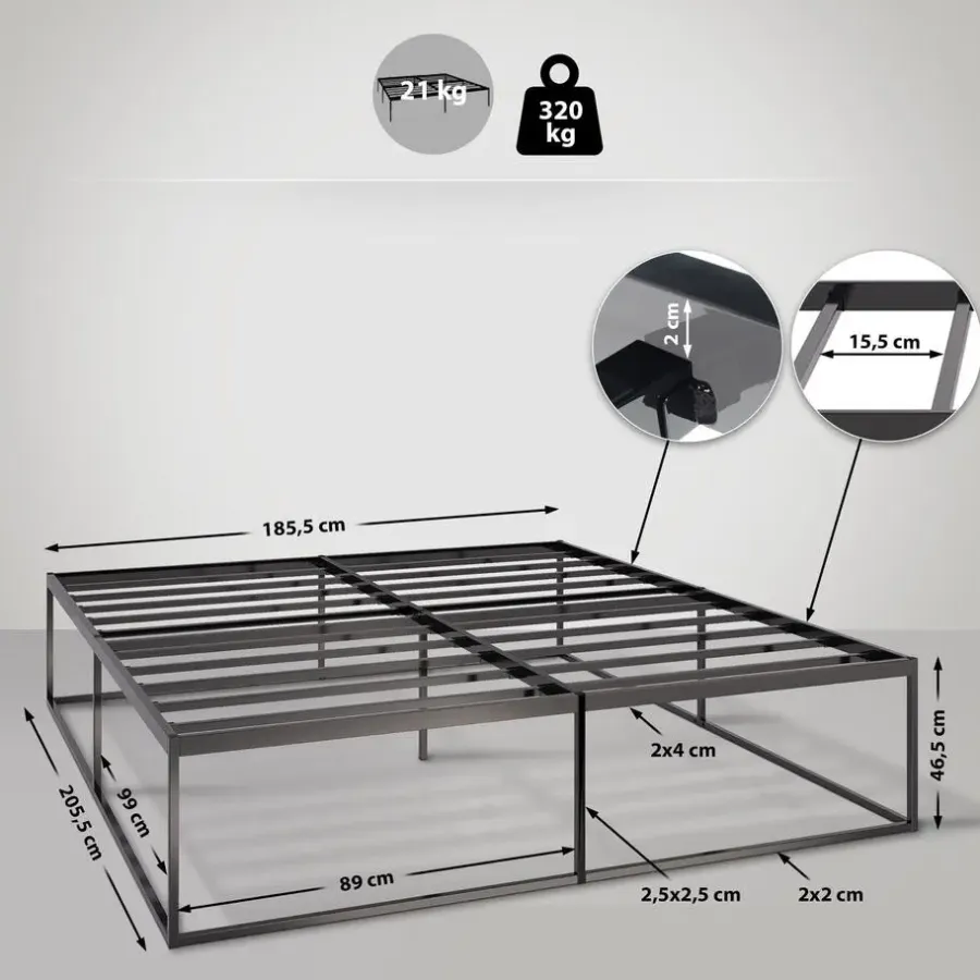 CLP Metalen bed Scala 200x180x46 cm - Zwart
