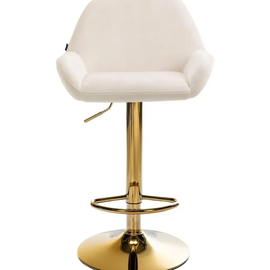 Barkrukken-CLP Set van 2 Barkruk Braga goud Frame - Fluweel - creme