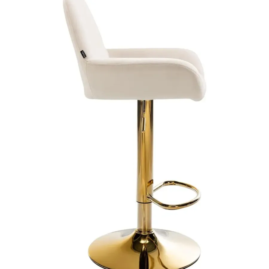 Barkrukken-CLP Set van 2 Barkruk Braga goud Frame - Fluweel - creme